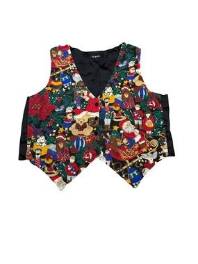 ✨🎄 111 Main Vintage Christmas Holiday Novelty Vest‎ Santa Toys Festive 🎄✨